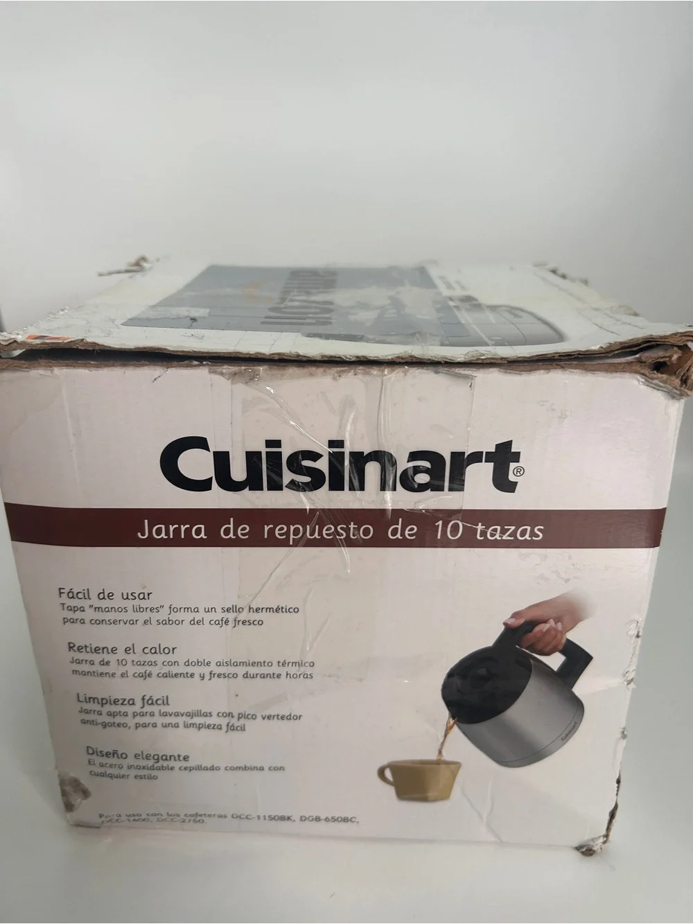 Cuisinart Stainless Steel 10 Cup Carafe with Black Handle & Lid